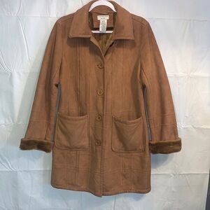 Covington Tan Suede and Faux Fur Long Coat